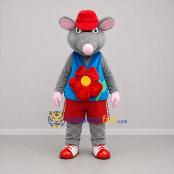 Custom Gray and Blue Mouse Mascot Costume Adult Full Body Suit for Children's Events
