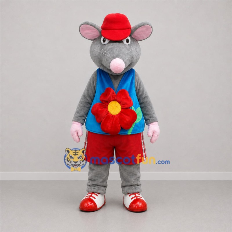 Custom Gray and Blue Mouse Mascot Costume Adult Full Body Suit for Children's Events