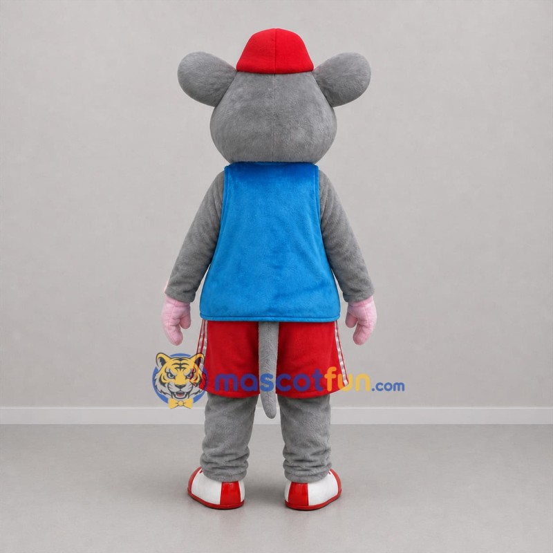 Custom Gray and Blue Mouse Mascot Costume Adult Full Body Suit for Children's Events