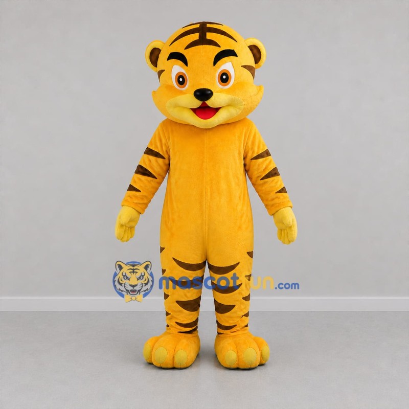 Custom Yellow and Brown Tiger Mascot Costume Adult Full Body Suit for Zoo Events