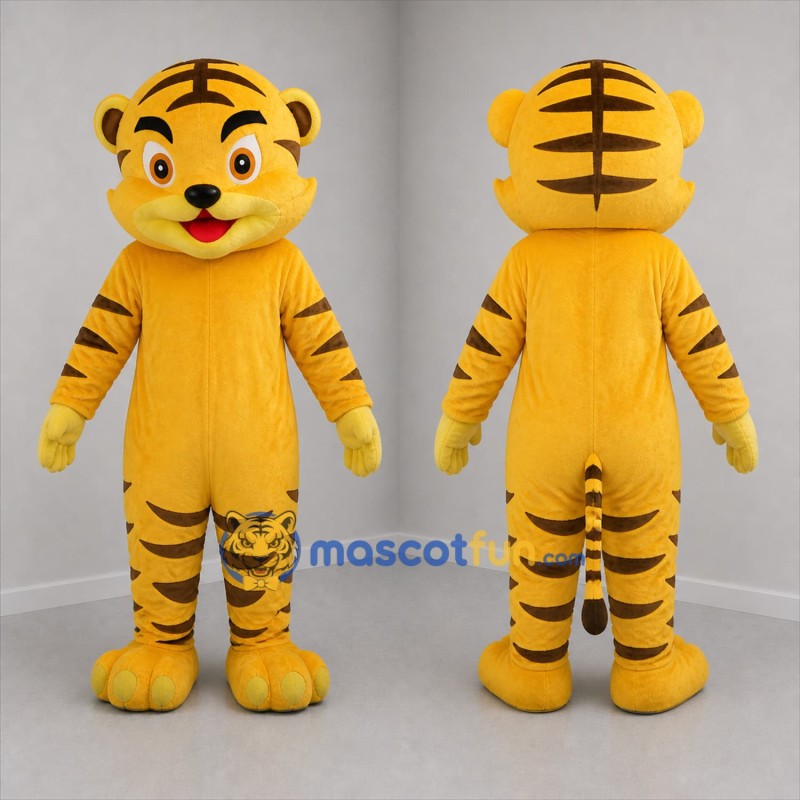 Custom Yellow and Brown Tiger Mascot Costume Adult Full Body Suit for Zoo Events