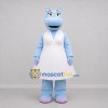 Custom Blue and White Hippo Girl Mascot Costume Adult Full Body Suit for Children's Events