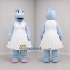 Custom Blue and White Hippo Girl Mascot Costume Adult Full Body Suit for Children's Events