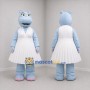 Custom Blue and White Hippo Girl Mascot Costume Adult Full Body Suit for Children's Events