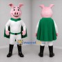 Custom Pink White and Green Superhero Pig Mascot Costume Adult Full Body Suit for Children's Parties