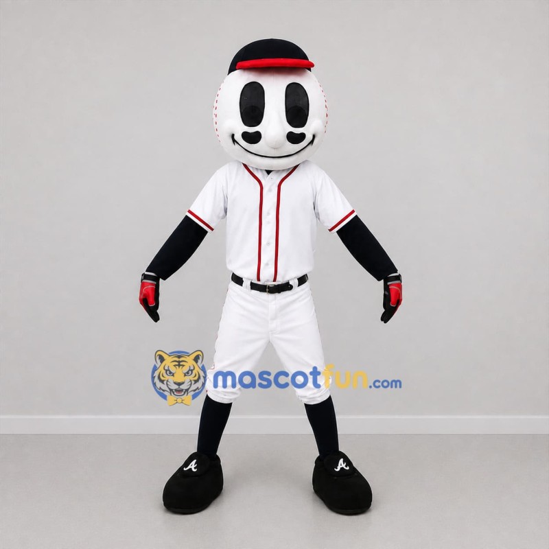 Custom White and Black Baseball Mascot Costume Adult Full Body Suit for Baseball Games