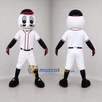 Custom White and Black Baseball Mascot Costume Adult Full Body Suit for Baseball Games