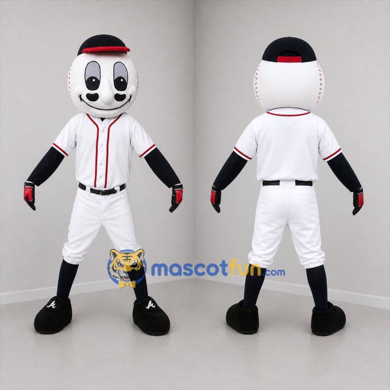 Custom White and Black Baseball Mascot Costume Adult Full Body Suit for Baseball Games
