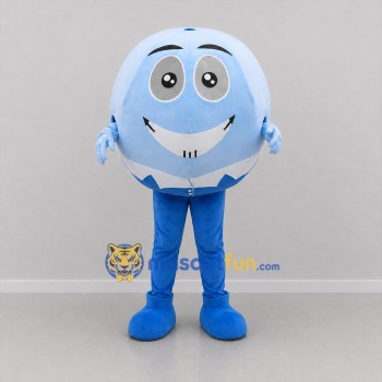 Custom Light Blue Smiling Ball Mascot Costume Adult Full Body Suit for Children's Events