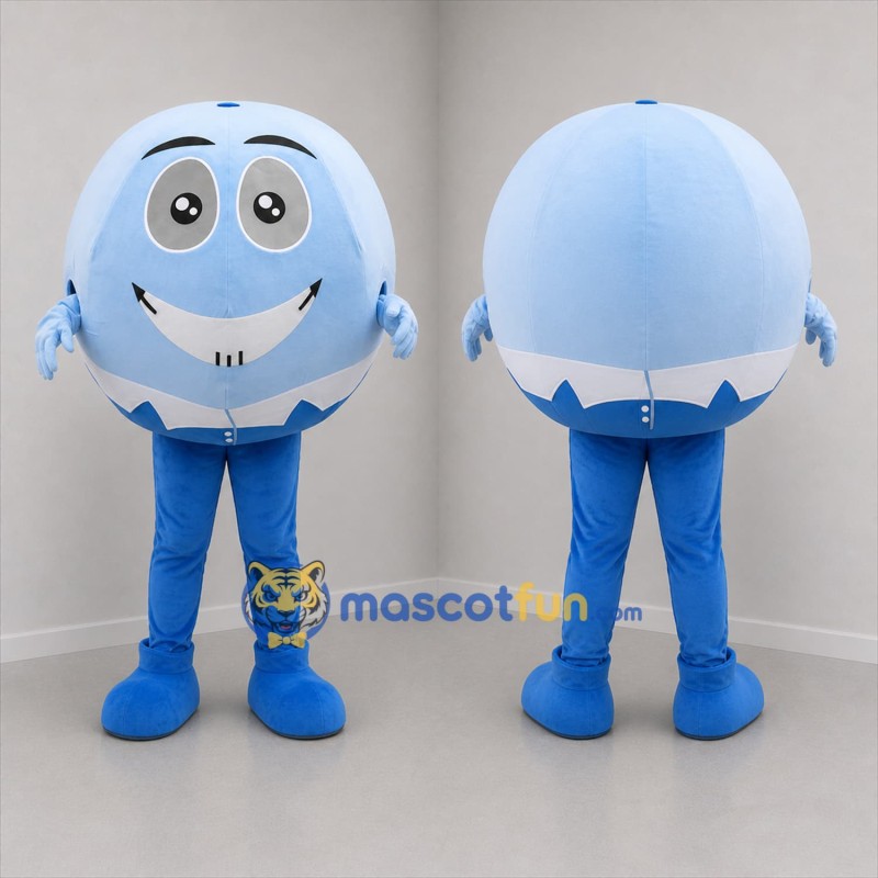 Custom Light Blue Smiling Ball Mascot Costume Adult Full Body Suit for Children's Events
