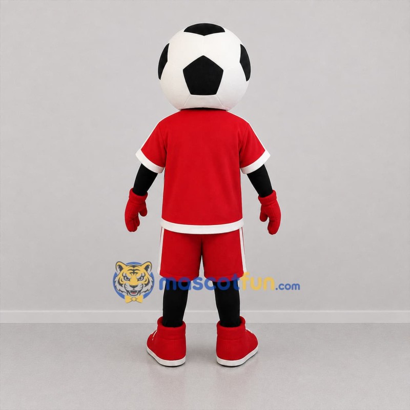 Custom Black White and Red Soccer Ball Mascot Costume Adult Full Body Suit for Soccer Games