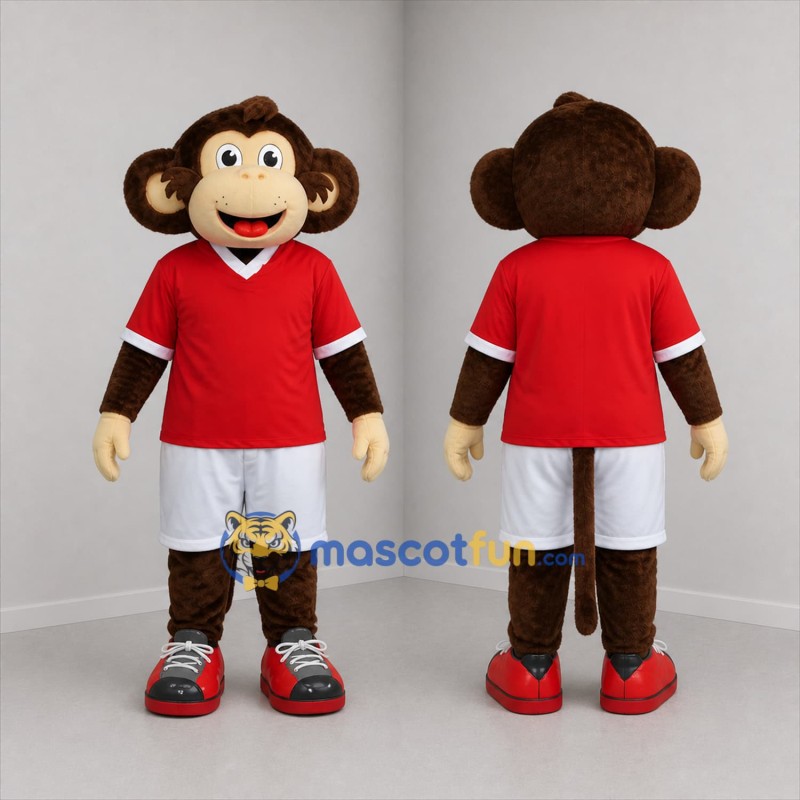 Custom Brown and Red Monkey Mascot Costume Adult Full Body Suit for Sports Events