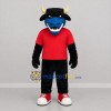 Custom Black Blue and Red Bull Mascot Costume Adult Full Body Suit for Sports Events