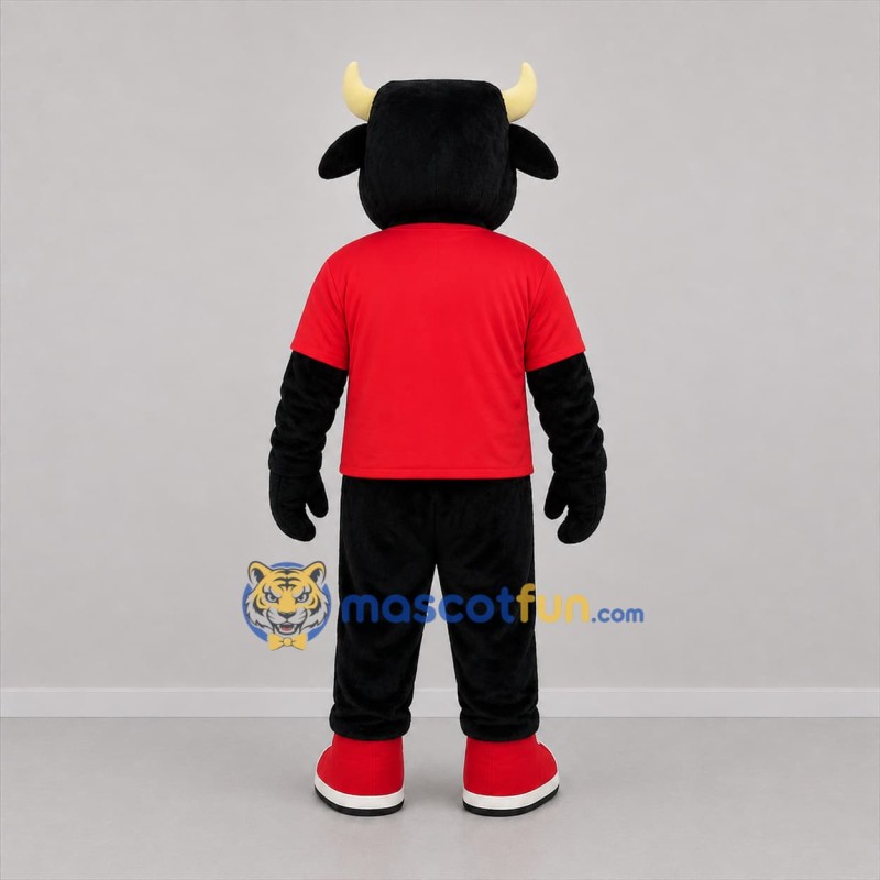 Custom Black Blue and Red Bull Mascot Costume Adult Full Body Suit for Sports Events