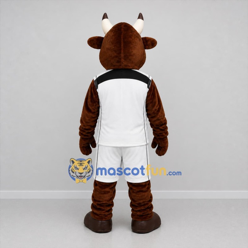 Custom Brown and White Bull Mascot Costume Adult Full Body Suit for Sports Events