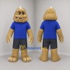 Custom Tan and Blue Horned Monster Mascot Costume Adult Full Body Suit for Costume Parties