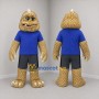 Custom Tan and Blue Horned Monster Mascot Costume Adult Full Body Suit for Costume Parties