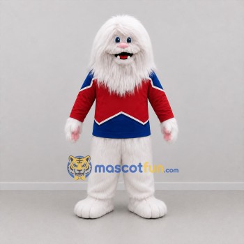 Custom White Red and Blue Yeti Mascot Costume Adult Full Body Suit for Winter Events