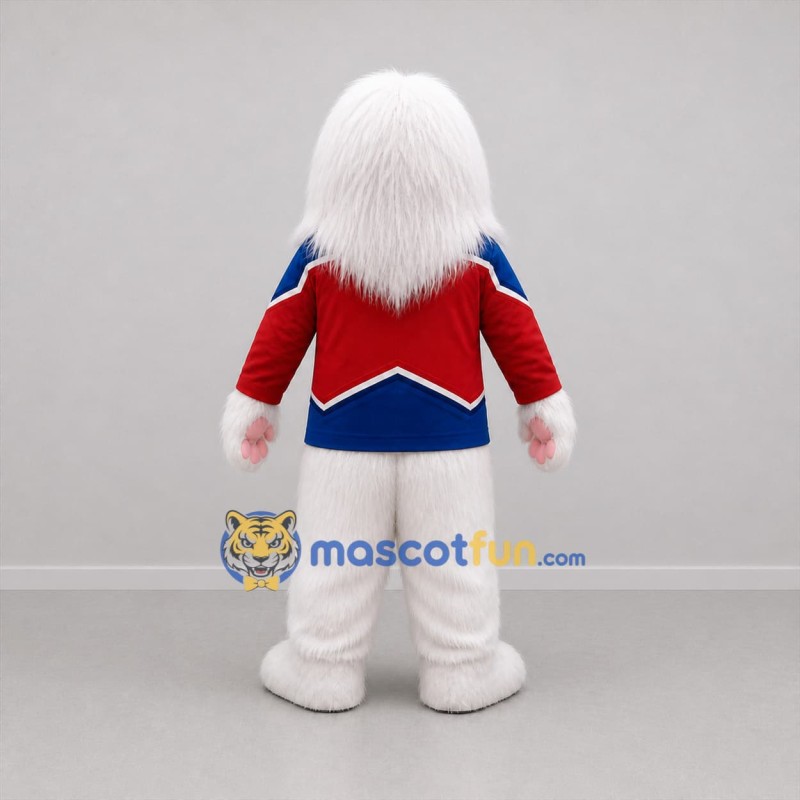 Custom White Red and Blue Yeti Mascot Costume Adult Full Body Suit for Winter Events