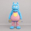 Custom Blue and Pink Horned Monster Mascot Costume Adult Full Body Suit for Children's Parties