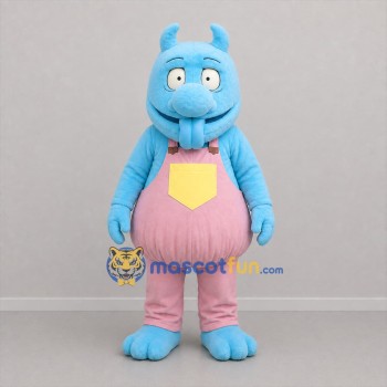 Custom Blue and Pink Horned Monster Mascot Costume Adult Full Body Suit for Children's Parties