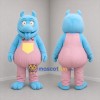 Custom Blue and Pink Horned Monster Mascot Costume Adult Full Body Suit for Children's Parties