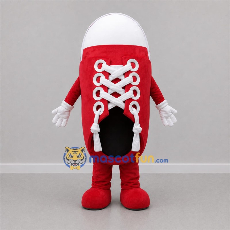 Custom Red and White Sneaker Mascot Costume Adult Full Body Suit for Retail Promotions