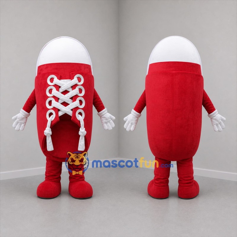 Custom Red and White Sneaker Mascot Costume Adult Full Body Suit for Retail Promotions