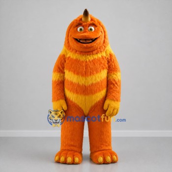 Custom Orange and Yellow Horned Monster Mascot Costume Adult Full Body Suit for Halloween Events