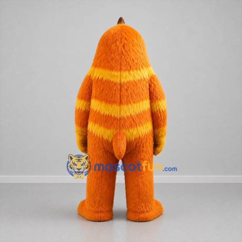 Custom Orange and Yellow Horned Monster Mascot Costume Adult Full Body Suit for Halloween Events
