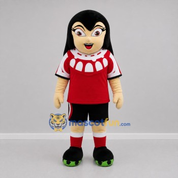 Custom Red and Black Vampire Girl Mascot Costume Adult Full Body Suit for Halloween Events