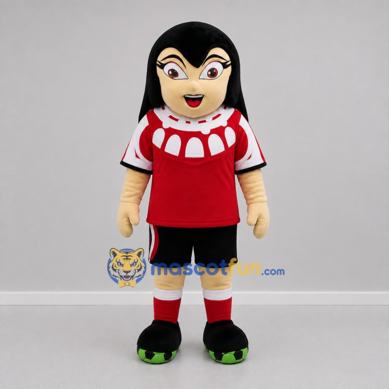 Custom Red and Black Vampire Girl Mascot Costume Adult Full Body Suit for Halloween Events