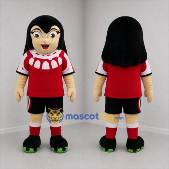 Custom Red and Black Vampire Girl Mascot Costume Adult Full Body Suit for Halloween Events