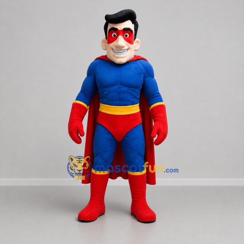 Custom Blue and Red Superhero Mascot Costume Adult Full Body Suit for Costume Parties