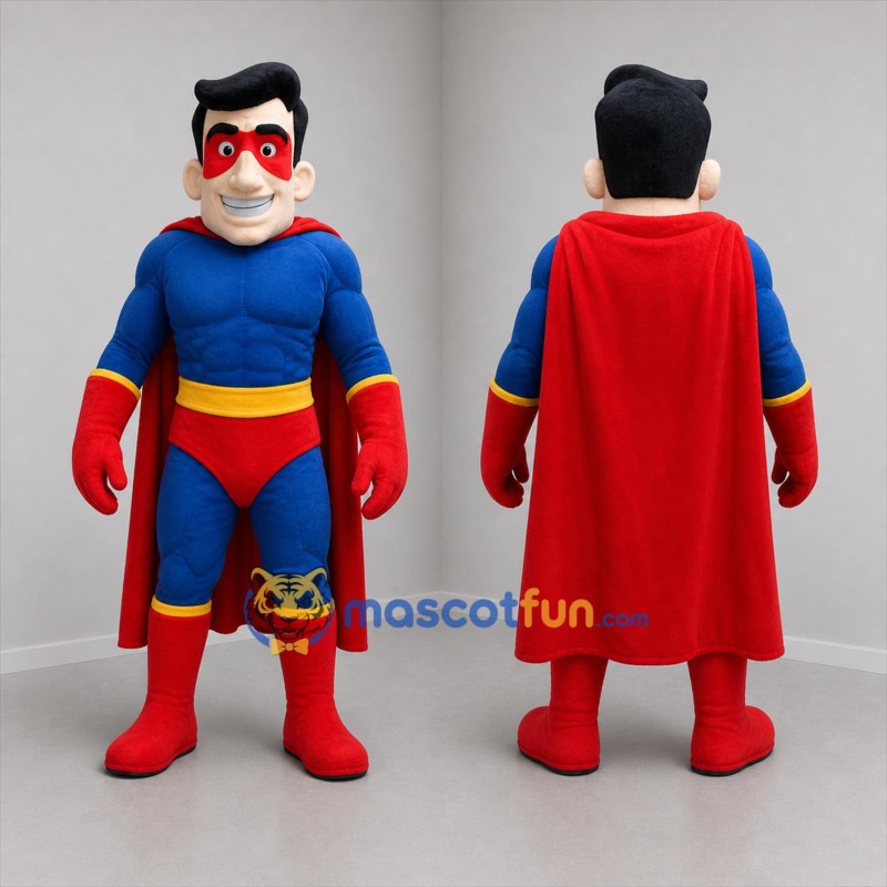 Custom Blue and Red Superhero Mascot Costume Adult Full Body Suit for Costume Parties