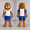 Custom Brown White and Blue Lion Mascot Costume Adult Full Body Suit for Sports Events