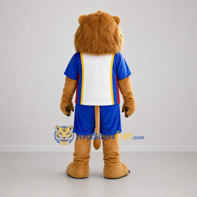 Custom Brown White and Blue Lion Mascot Costume Adult Full Body Suit for Sports Events