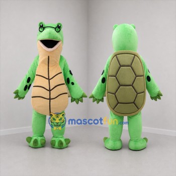 Custom Green and Tan Turtle Mascot Costume Adult Full Body Suit for Educational Events