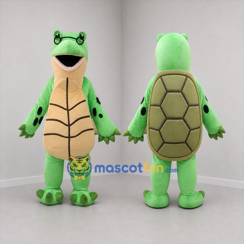 Custom Green and Tan Turtle Mascot Costume Adult Full Body Suit for Educational Events