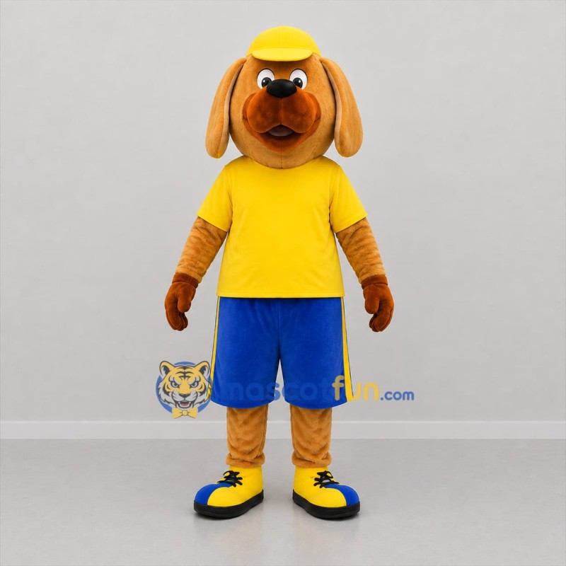Custom Brown and Yellow Dog Mascot Costume Adult Full Body Suit for Summer Events