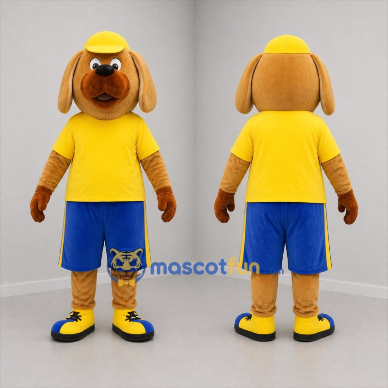 Custom Brown and Yellow Dog Mascot Costume Adult Full Body Suit for Summer Events