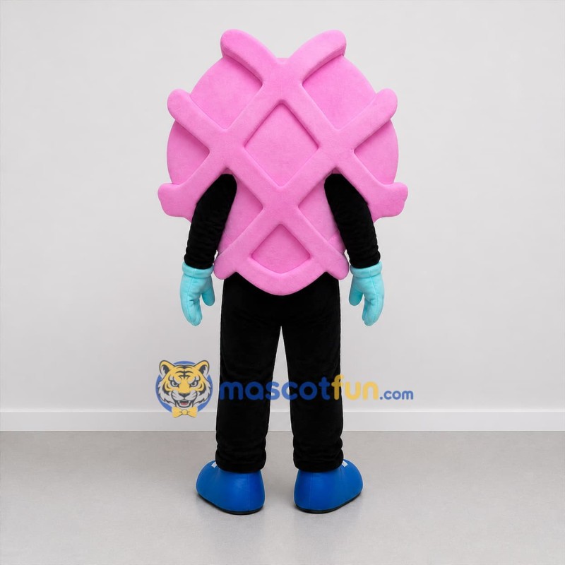 Custom Pink Waffle Heart Mascot Costume Adult Full Body Suit for Bakery Promotions