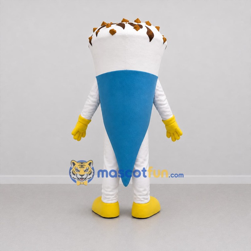 Custom White and Blue Ice Cream Cone Mascot Costume Adult Full Body Suit for Food Promotions