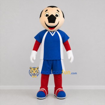 Custom Blue and Red Soccer Player Mascot Costume Adult Full Body Suit for Soccer Games