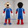 Custom Blue and Red Soccer Player Mascot Costume Adult Full Body Suit for Soccer Games