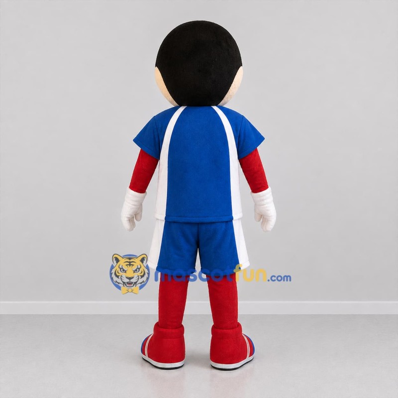 Custom Blue and Red Soccer Player Mascot Costume Adult Full Body Suit for Soccer Games