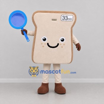 Custom Beige and Brown Bread Slice Mascot Costume Adult Full Body Suit for Bakery Promotions