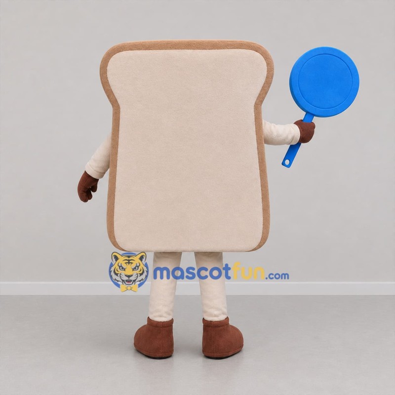 Custom Beige and Brown Bread Slice Mascot Costume Adult Full Body Suit for Bakery Promotions
