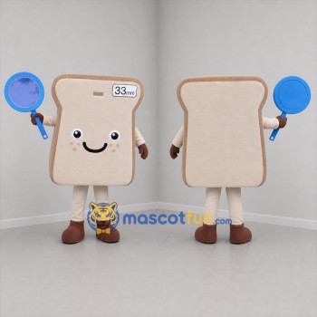 Custom Beige and Brown Bread Slice Mascot Costume Adult Full Body Suit for Bakery Promotions