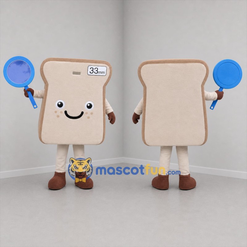 Custom Beige and Brown Bread Slice Mascot Costume Adult Full Body Suit for Bakery Promotions